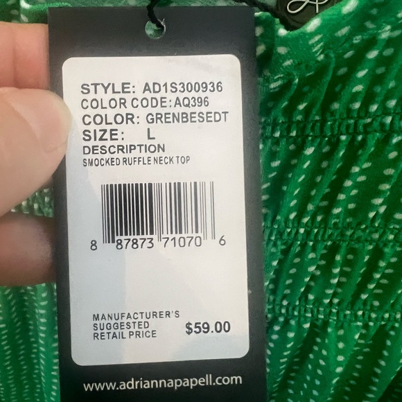 Adrianna Papell Dot Print Sleeveless Top with Ruffled Details - Picture 6 of 6